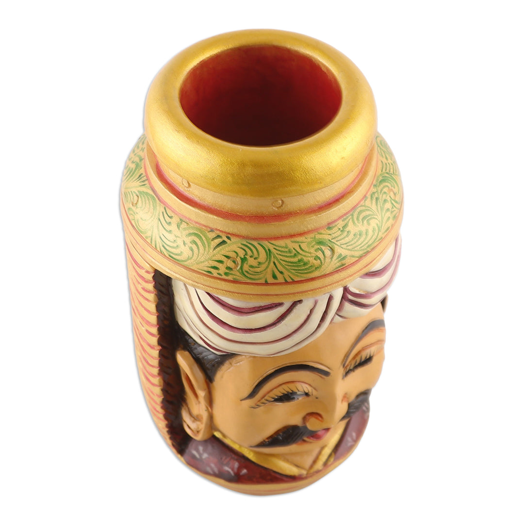 Romantic Classic Hand-Painted Kadam Wood Pen Holder - Romantic Words