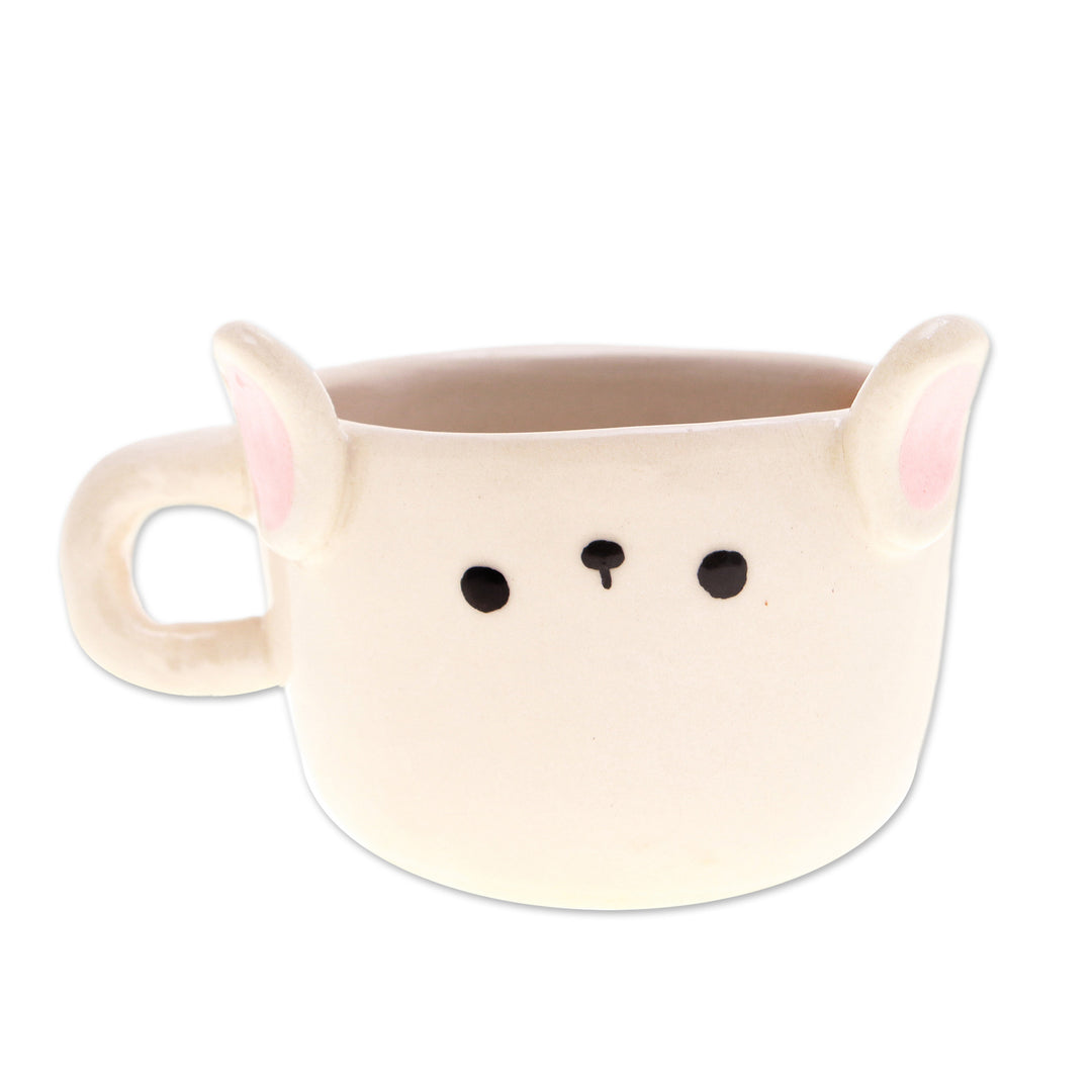 Thai Handcrafted Animal-Themed Ceramic Bunny Espresso Cup - Bunny Demitasse