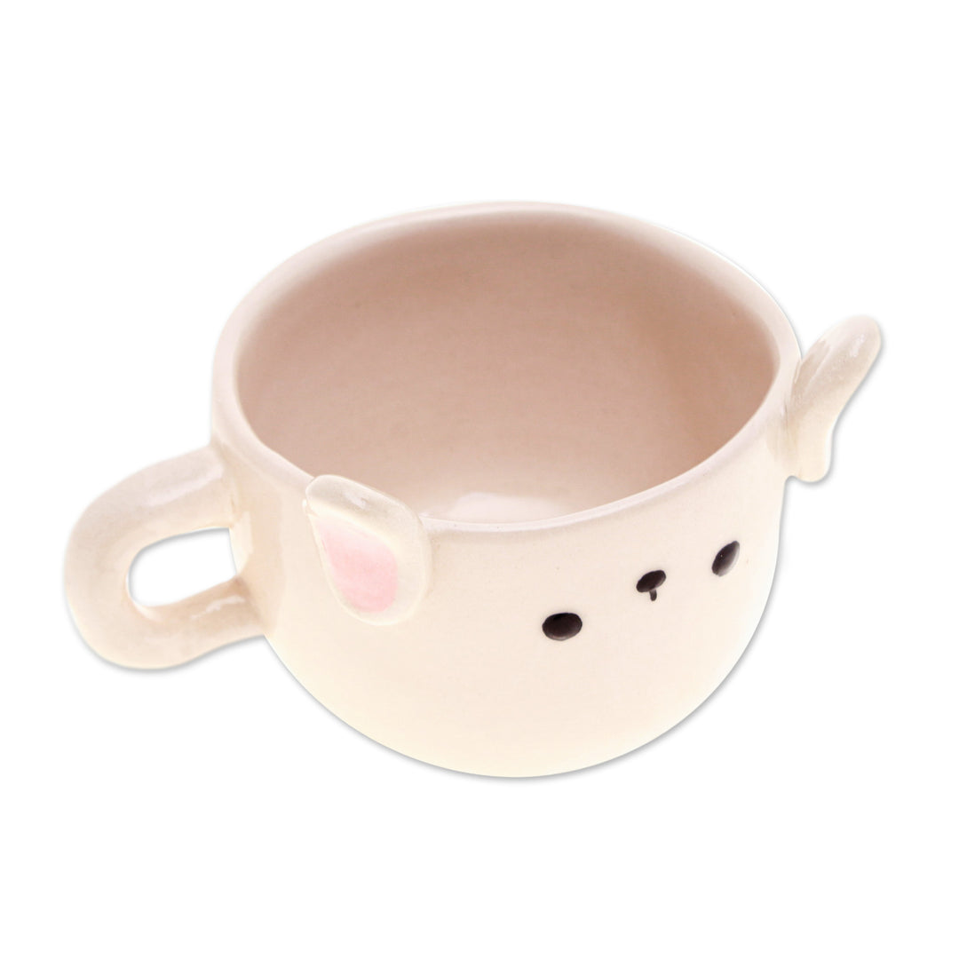 Thai Handcrafted Animal-Themed Ceramic Bunny Espresso Cup - Bunny Demitasse