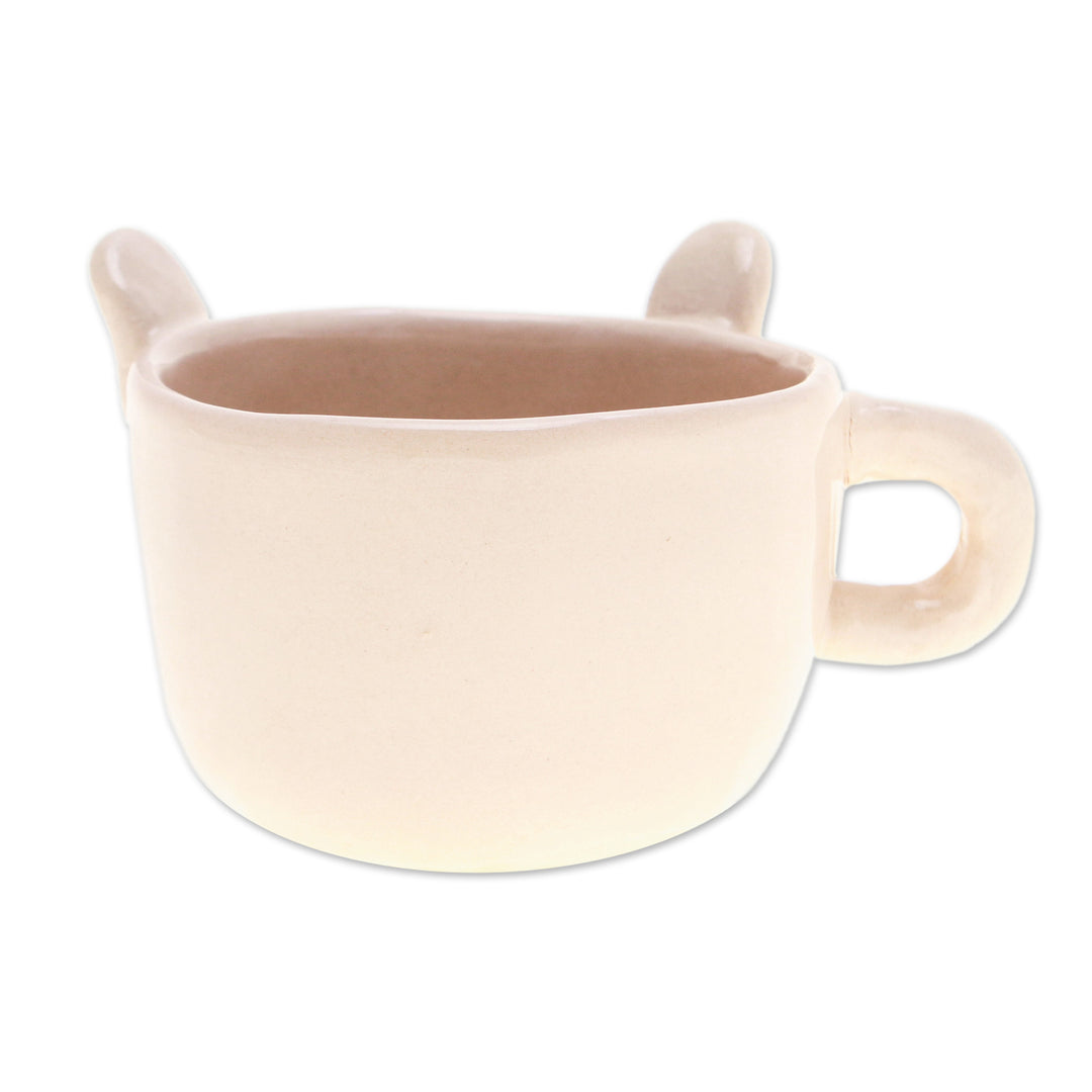 Thai Handcrafted Animal-Themed Ceramic Bunny Espresso Cup - Bunny Demitasse