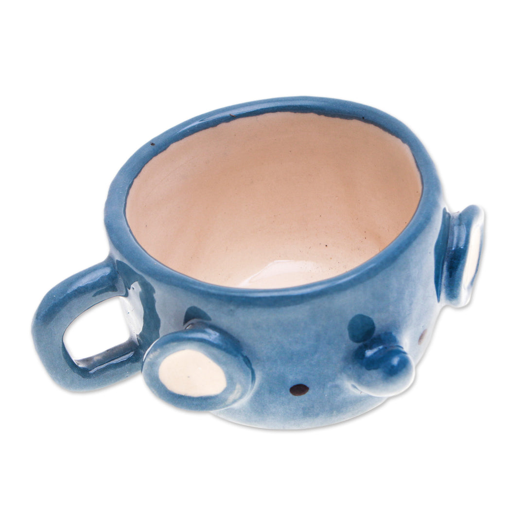 Handmade Elephant-Shaped Ceramic Demitasse from Thailand - Elephant Demitasse