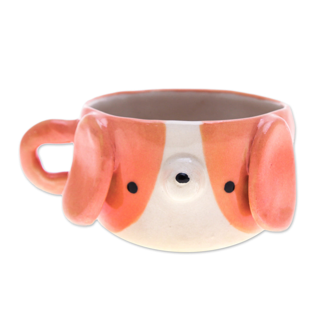 Handmade Dog-Themed Ceramic Beagle Demitasse from Thailand - Beagle Demitasse