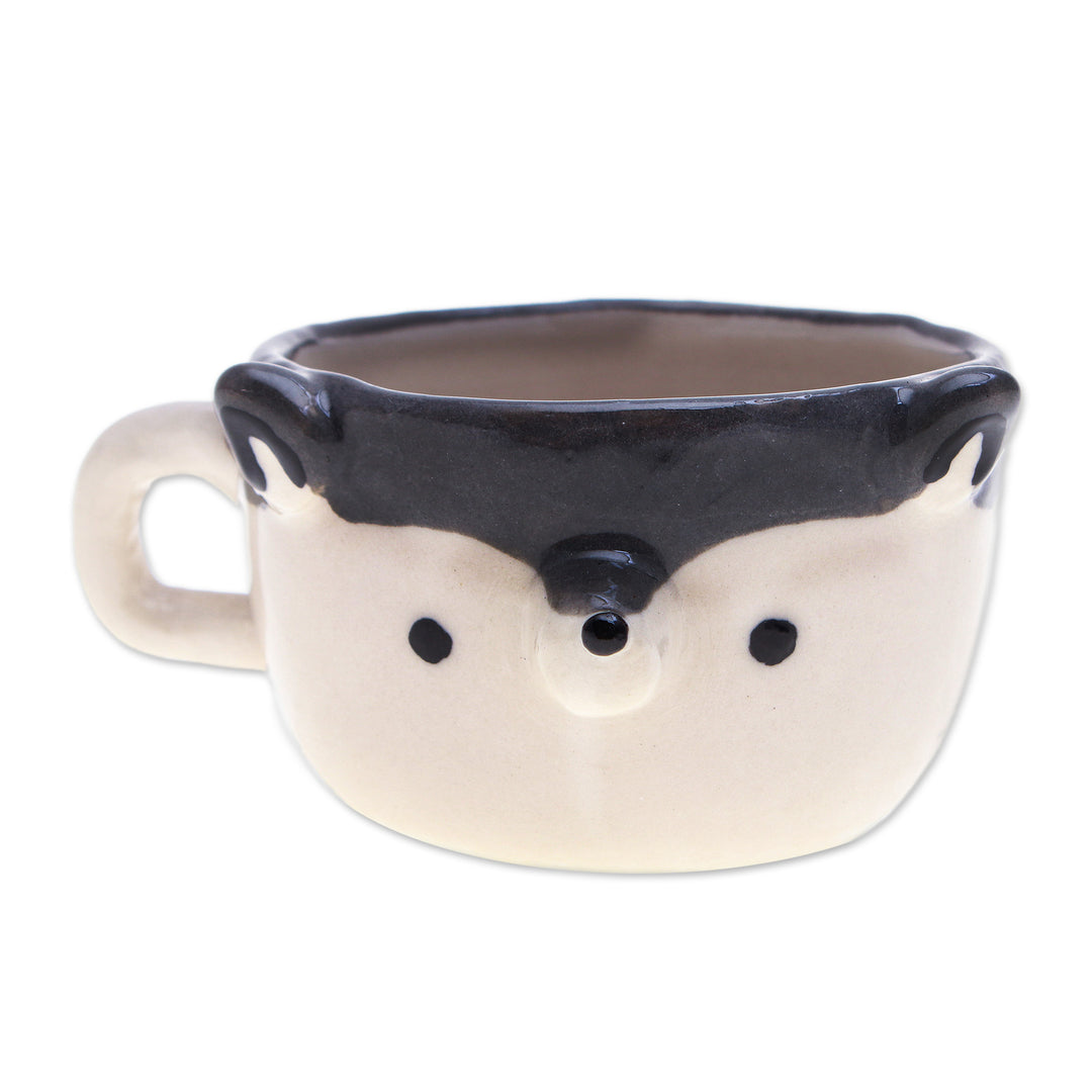 Thai Fair Trade Dog-Themed Ceramic Husky Espresso Cup - Husky Demitasse