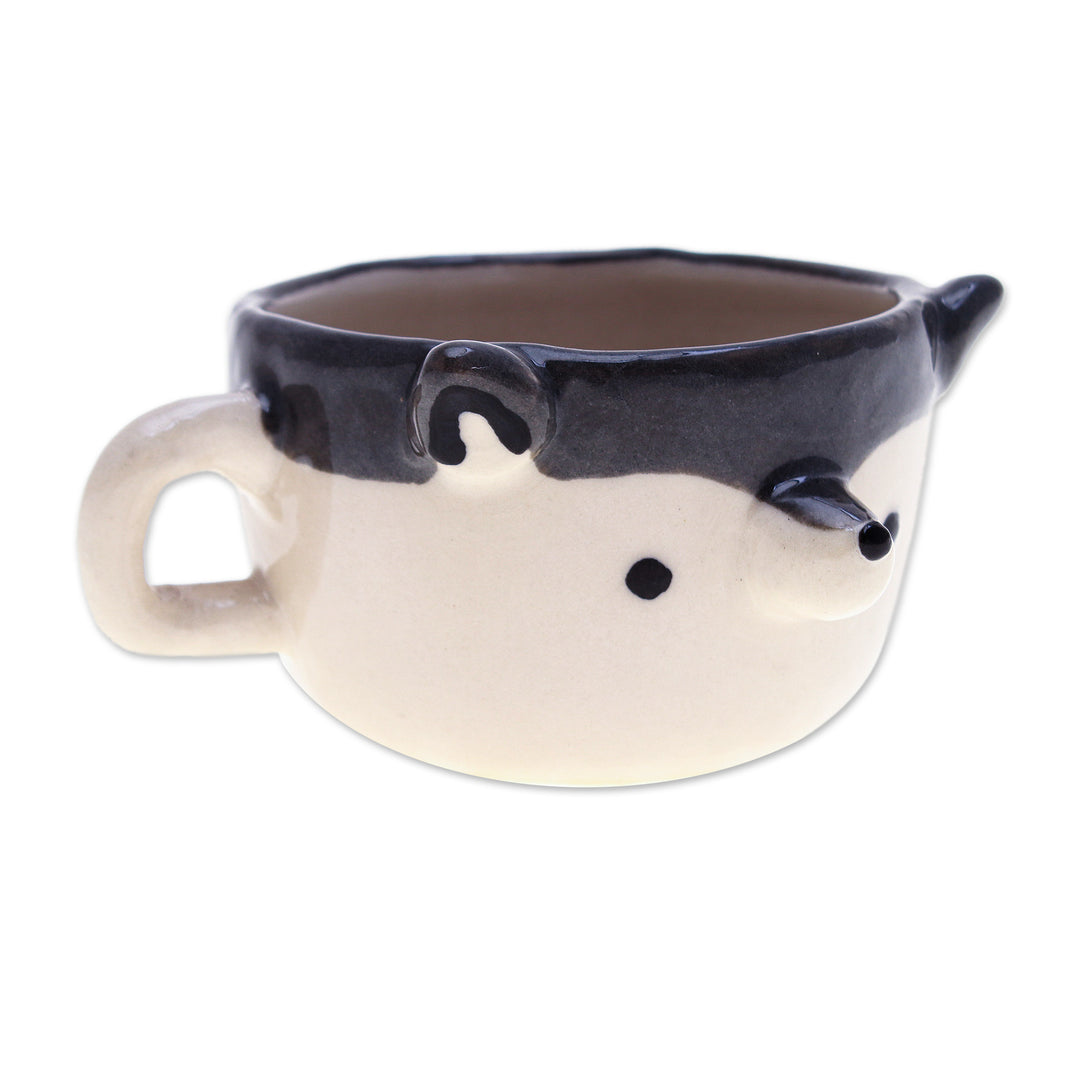 Thai Fair Trade Dog-Themed Ceramic Husky Espresso Cup - Husky Demitasse