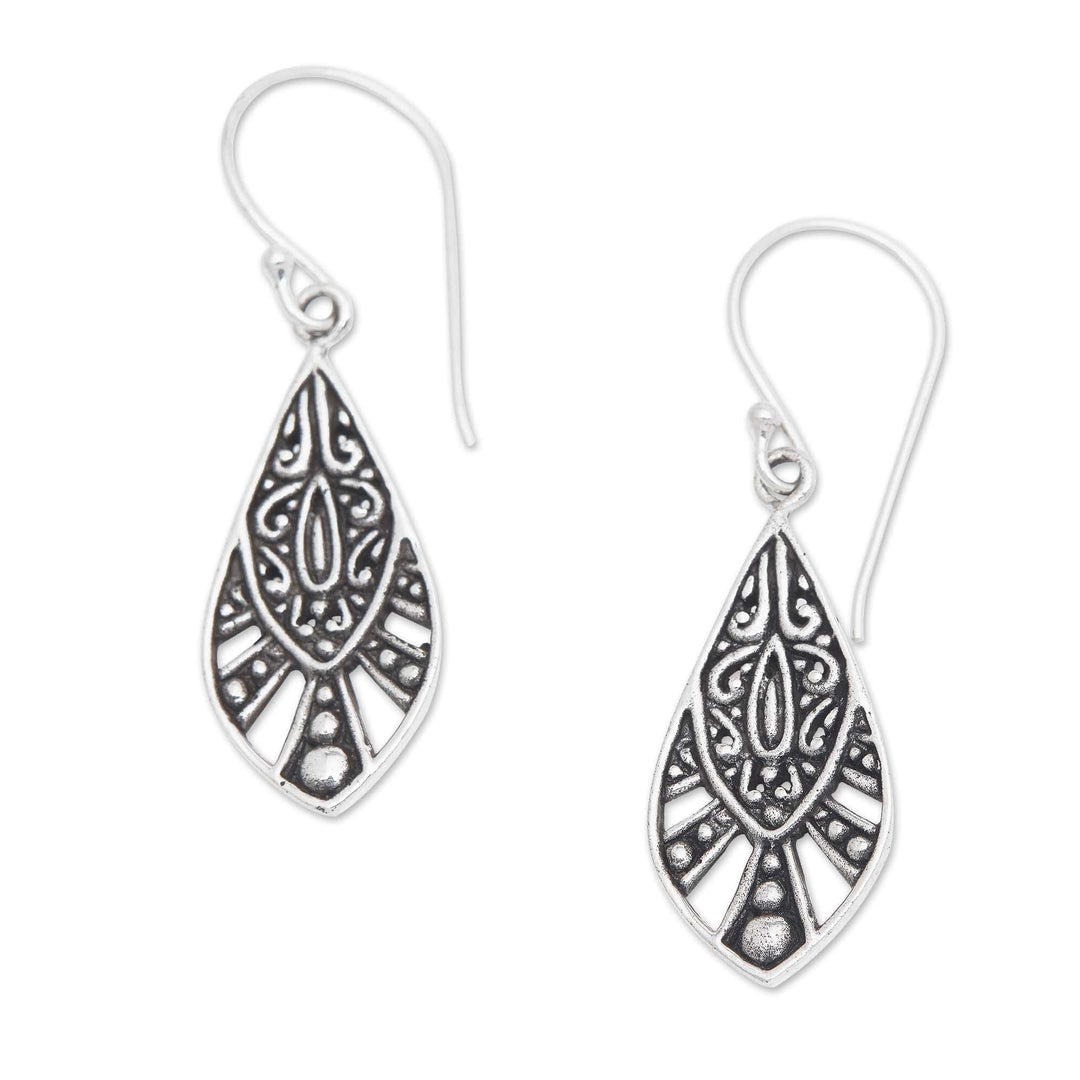 Classic Balinese Sterling Silver Dangle Earrings - Royal Blooms