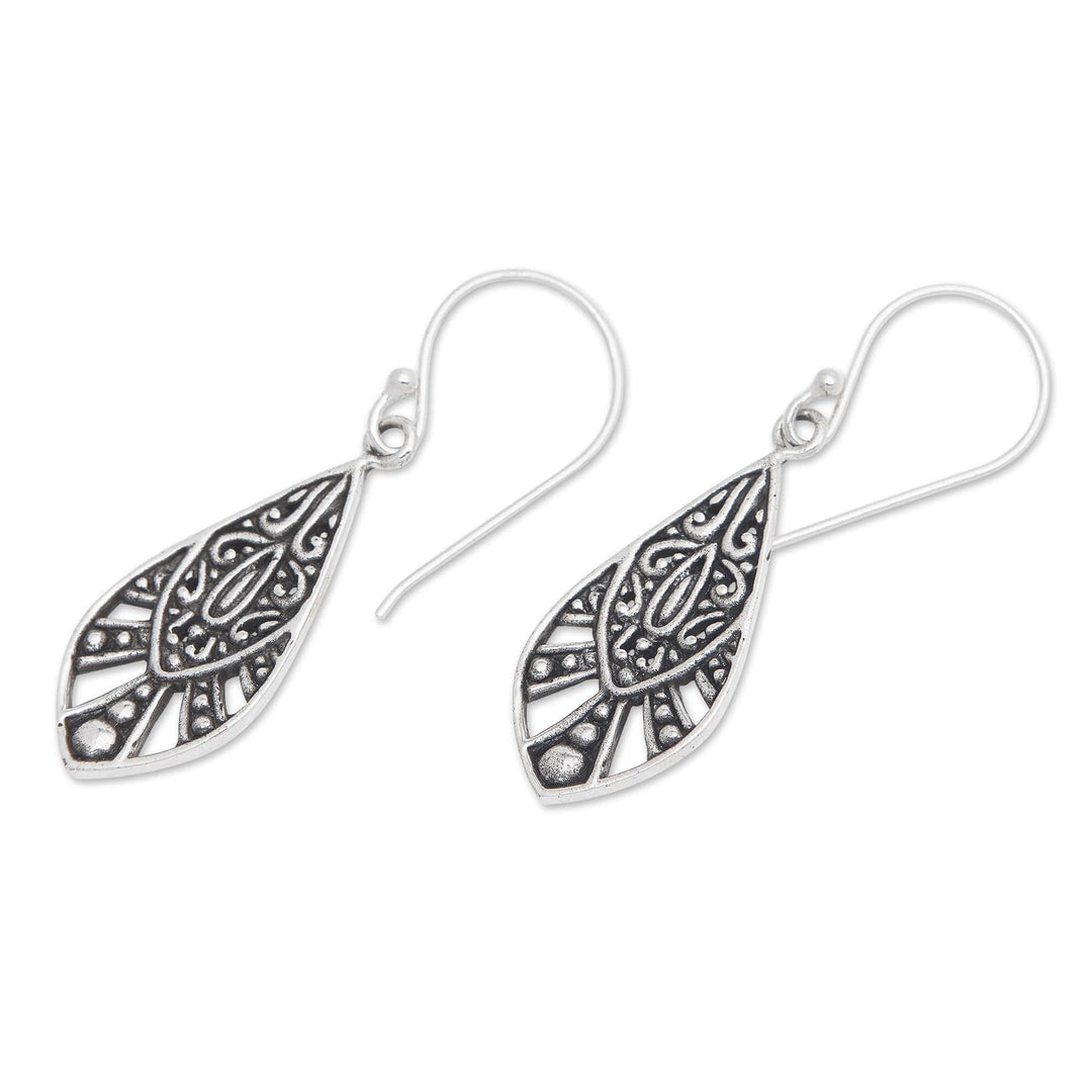 Classic Balinese Sterling Silver Dangle Earrings - Royal Blooms