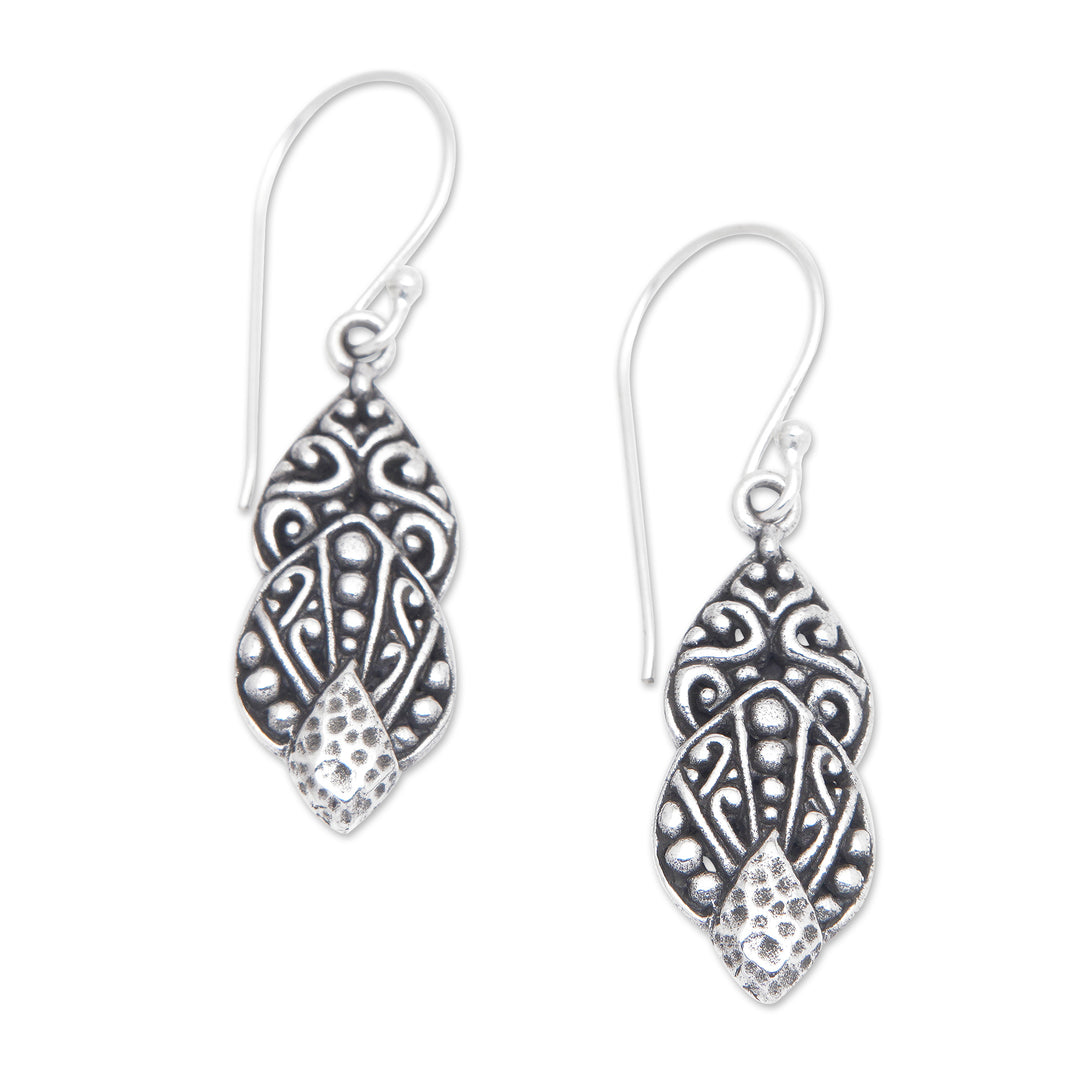 Traditional Sterling Silver Dangle Earrings Made in Bali - Tropical Nobility