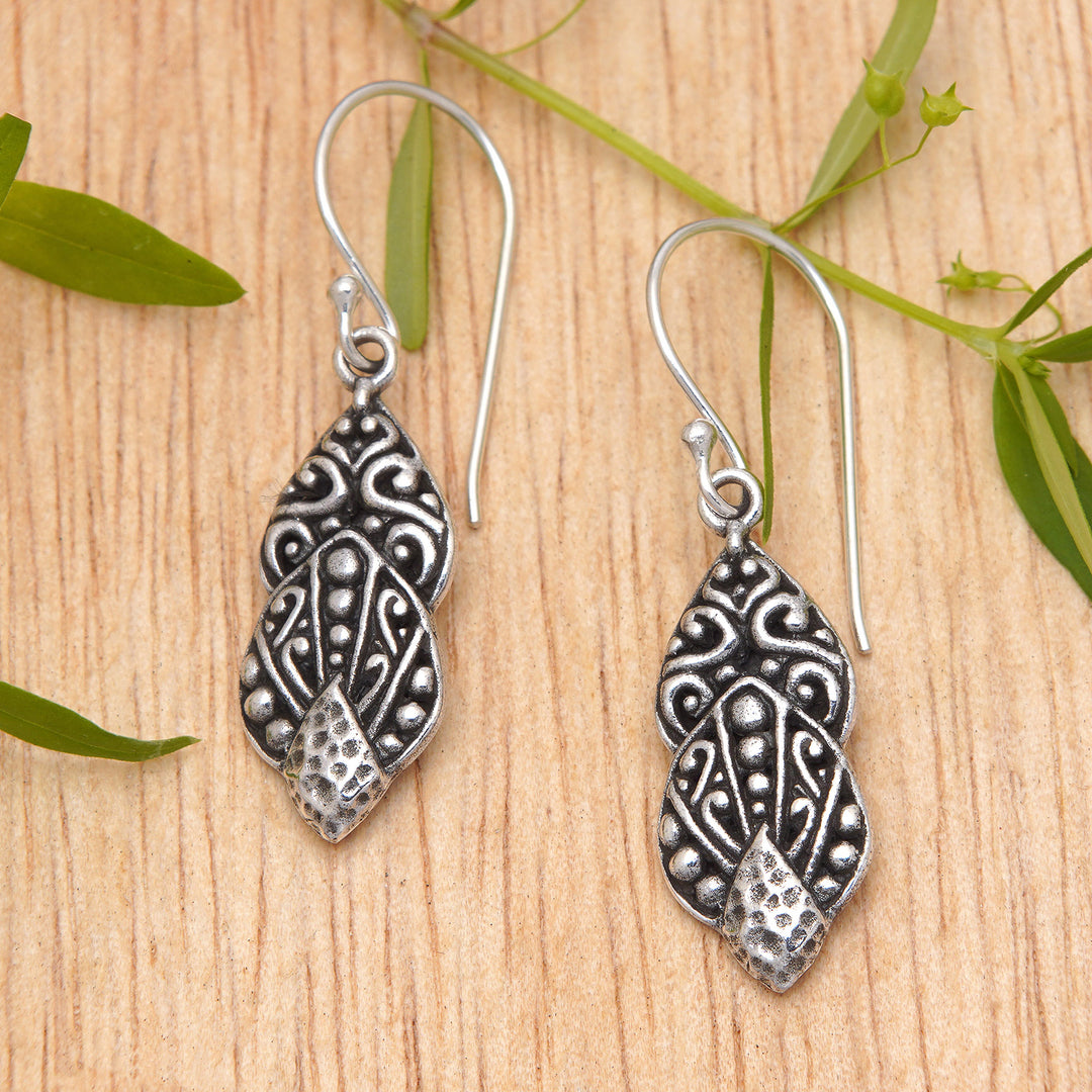 Traditional Sterling Silver Dangle Earrings Made in Bali - Tropical Nobility