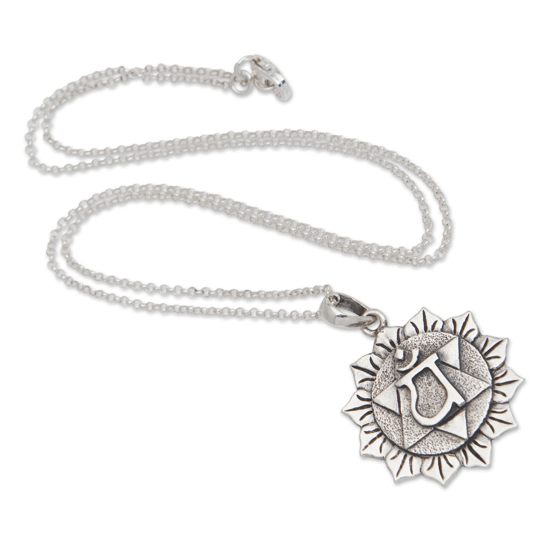 Spiritual Floral Sterling Silver Anahata Pendant Necklace - Anahata Energy