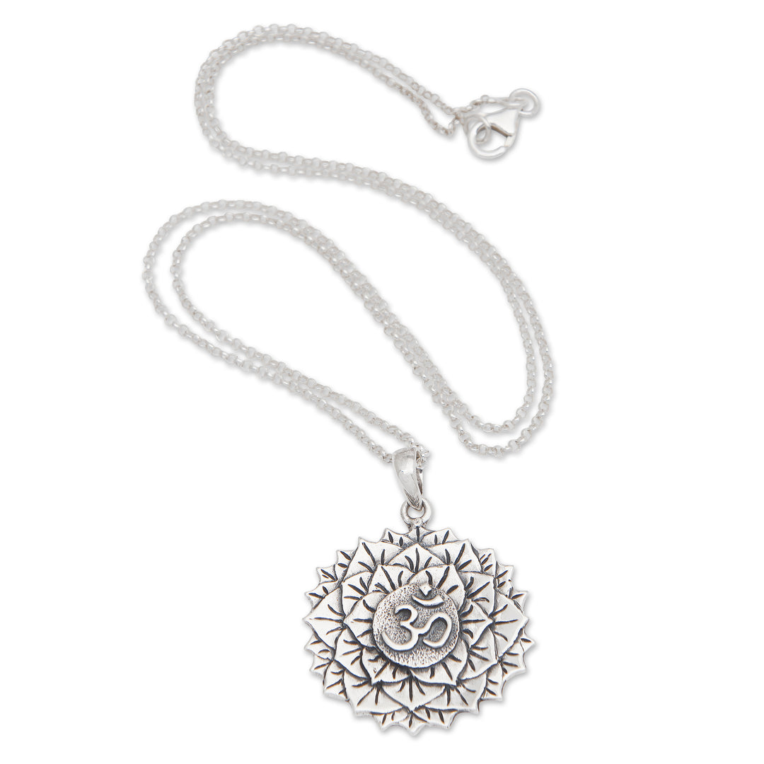Spiritual Floral Sterling Silver Sahasrara Pendant Necklace - Sahasrara Energy