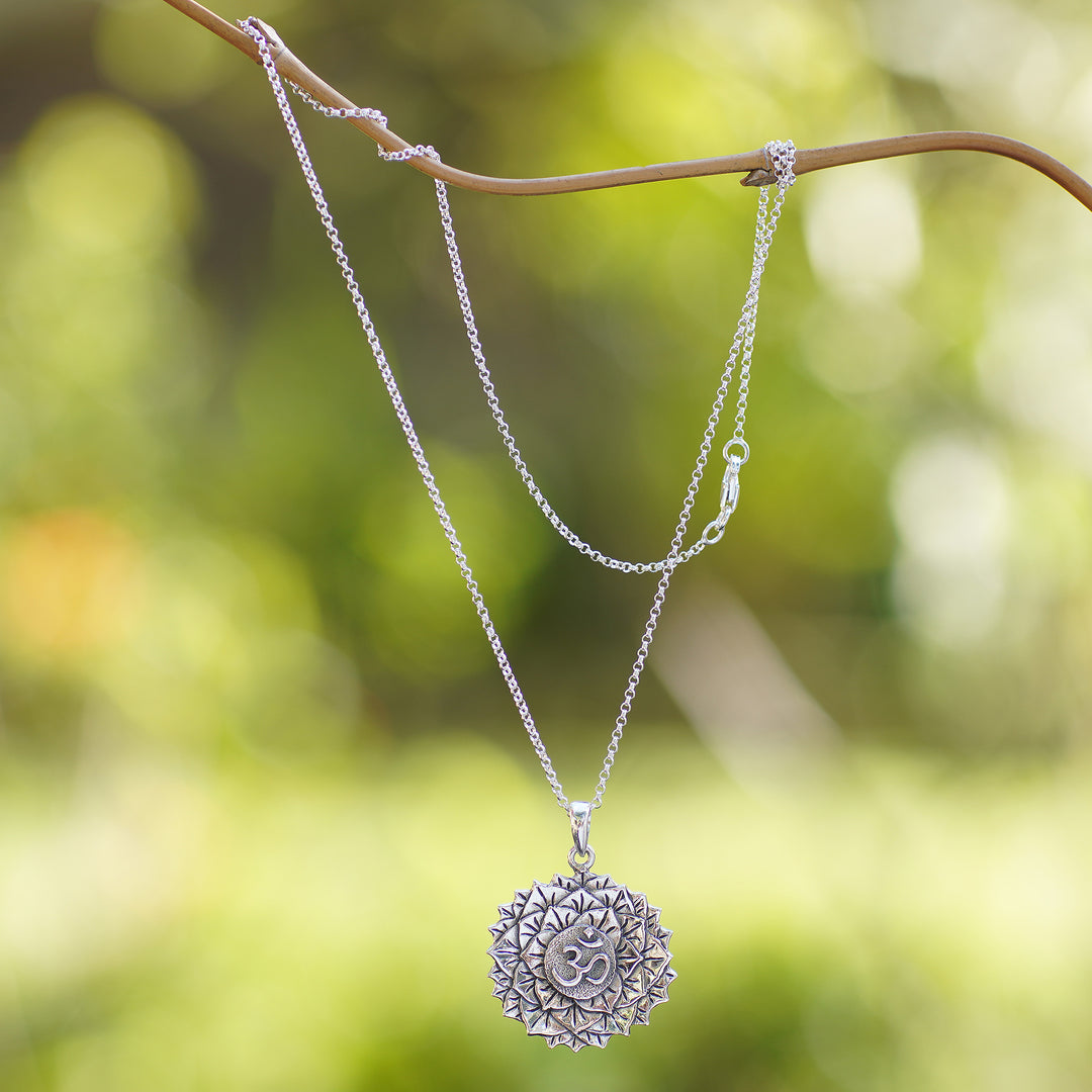 Spiritual Floral Sterling Silver Sahasrara Pendant Necklace - Sahasrara Energy