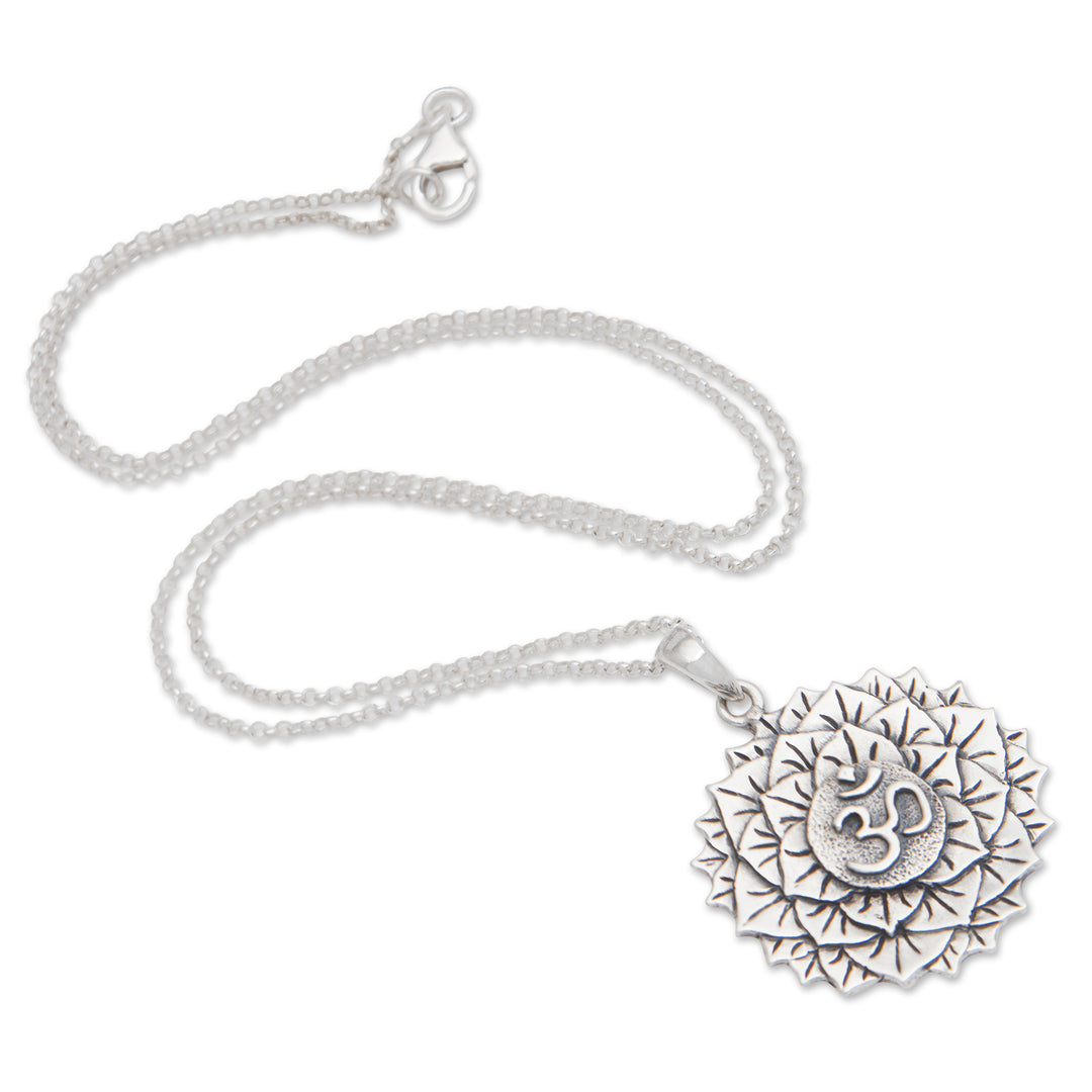 Spiritual Floral Sterling Silver Sahasrara Pendant Necklace - Sahasrara Energy