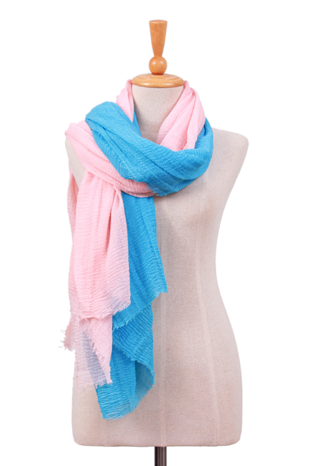 Set of 2 Woven Soft Petal Pink and Cerulean Scarves - Celestial Facets