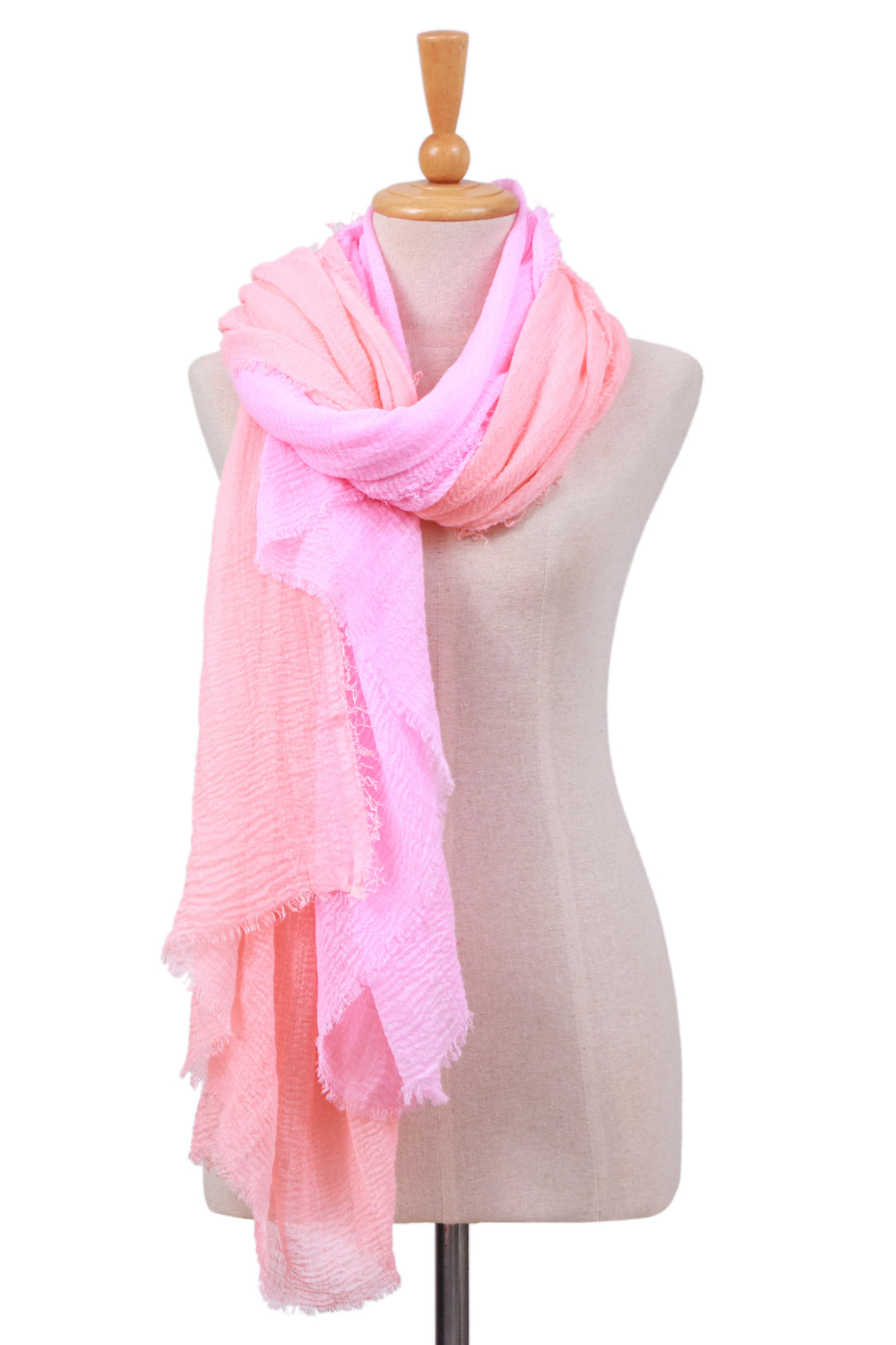 Set of 2 Handwoven Soft Pastel Pink and Blush Cotton Scarves - Pink Celebration