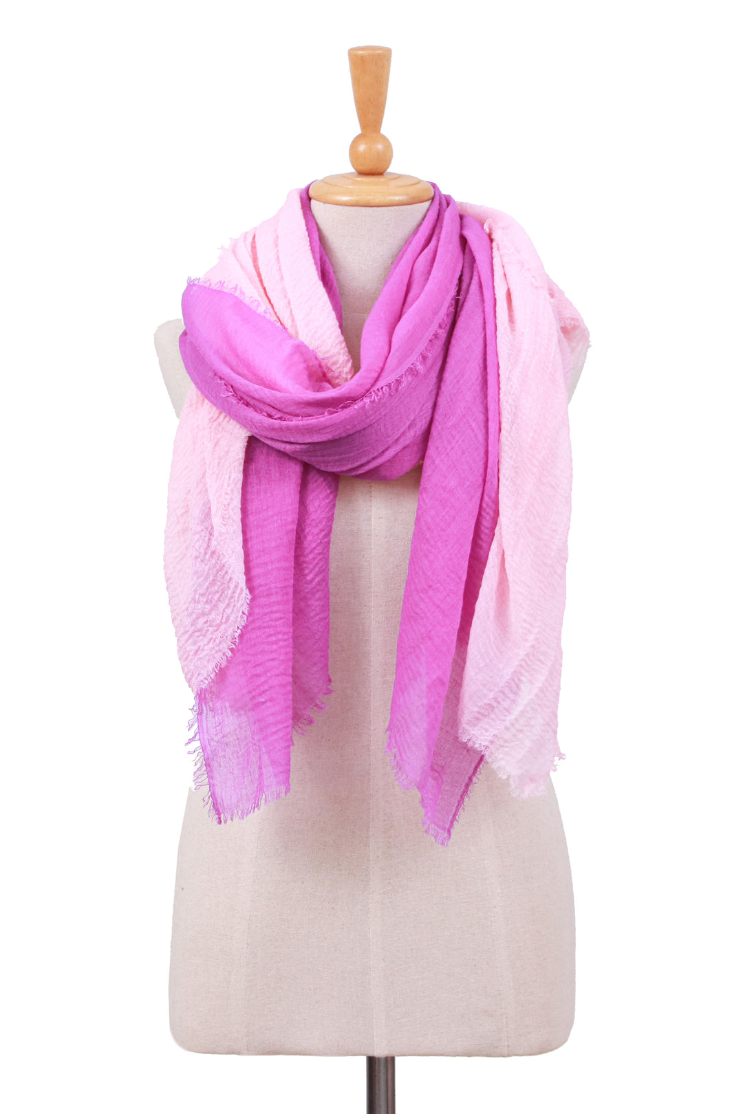 Set of 2 Woven Soft Hyacinth and Pastel Pink Cotton Scarves - Graceful Season