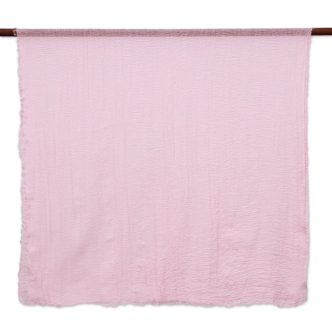 Set of 2 Woven Soft Hyacinth and Pastel Pink Cotton Scarves - Graceful Season