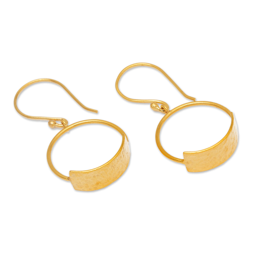 Minimalist 18k Gold-Plated Brass Dangle Earrings from Bali - Classic Hoop