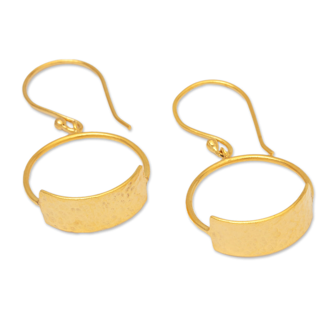 Minimalist 18k Gold-Plated Brass Dangle Earrings from Bali - Classic Hoop
