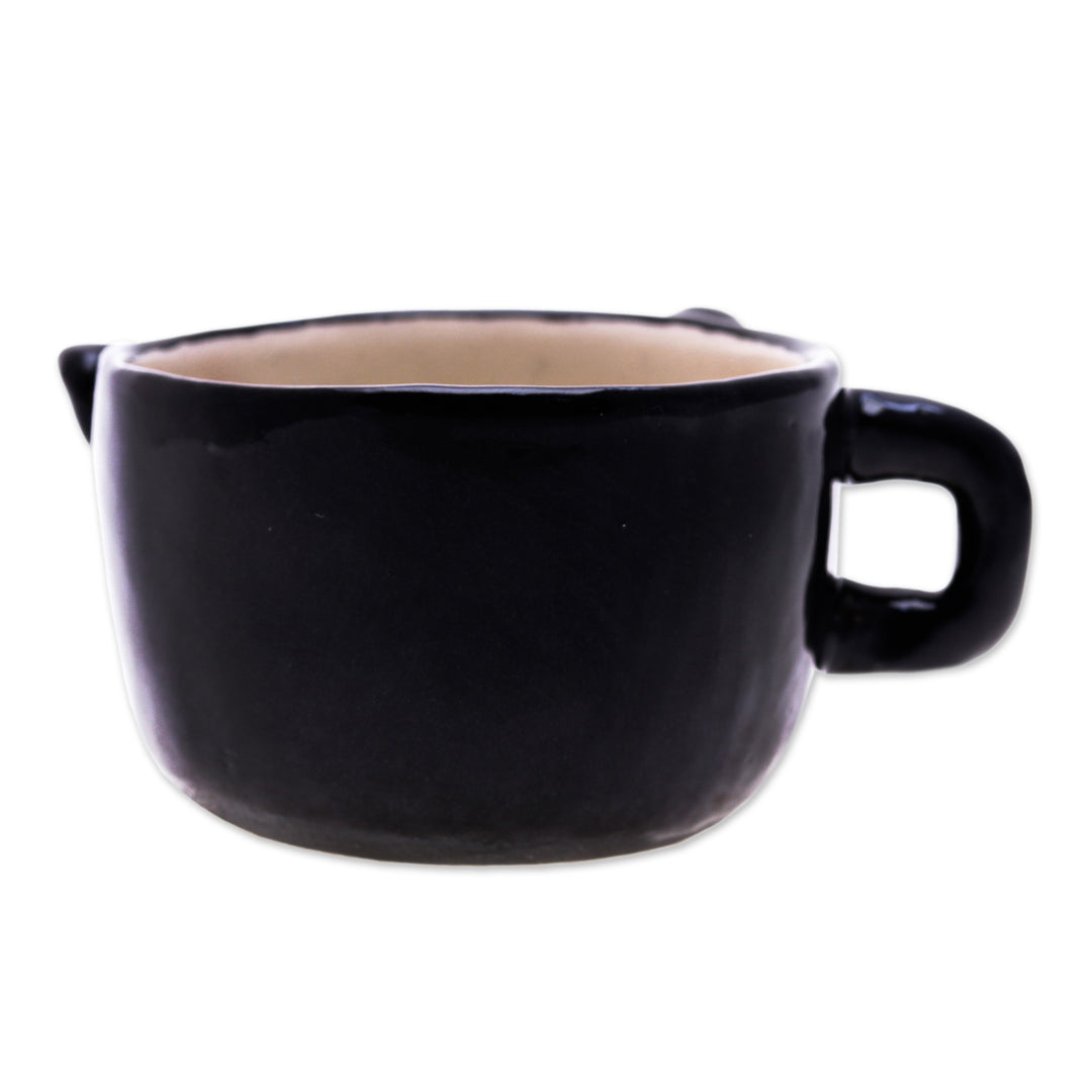 Thai Handmade Animal-Themed Ceramic Black Cat Demitasse - Black Cat Demitasse