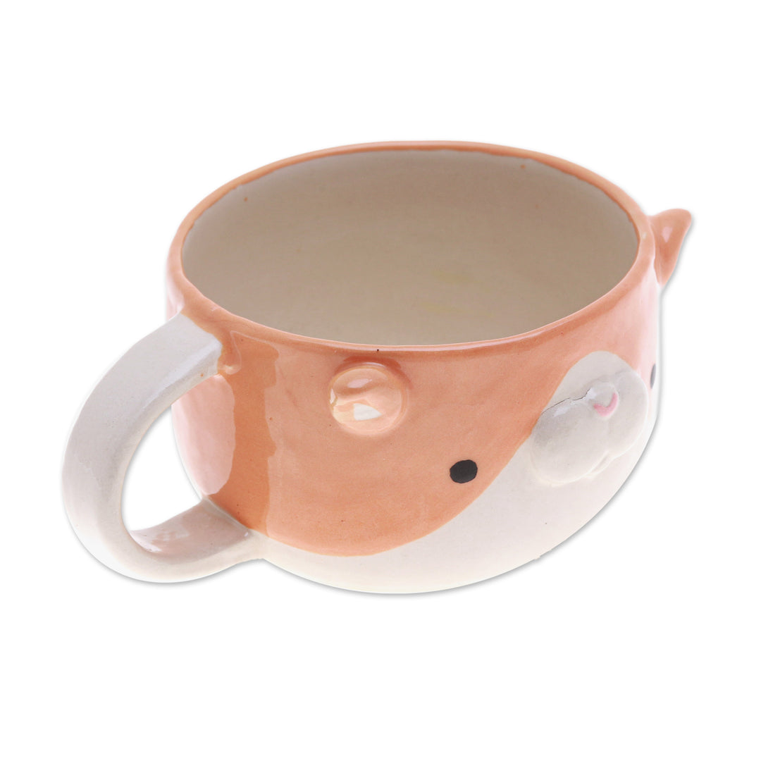 Whimsical 6 oz Ceramic Orange Cat Cup with a Glossy Finish - Cat's Elixir