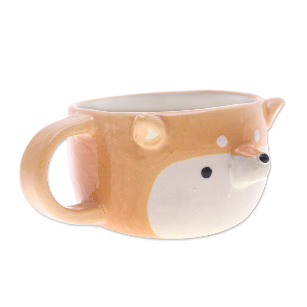 Handmade 6 oz Ceramic Siberian Dog Cup with a Glossy Finish - Siberian Elixir