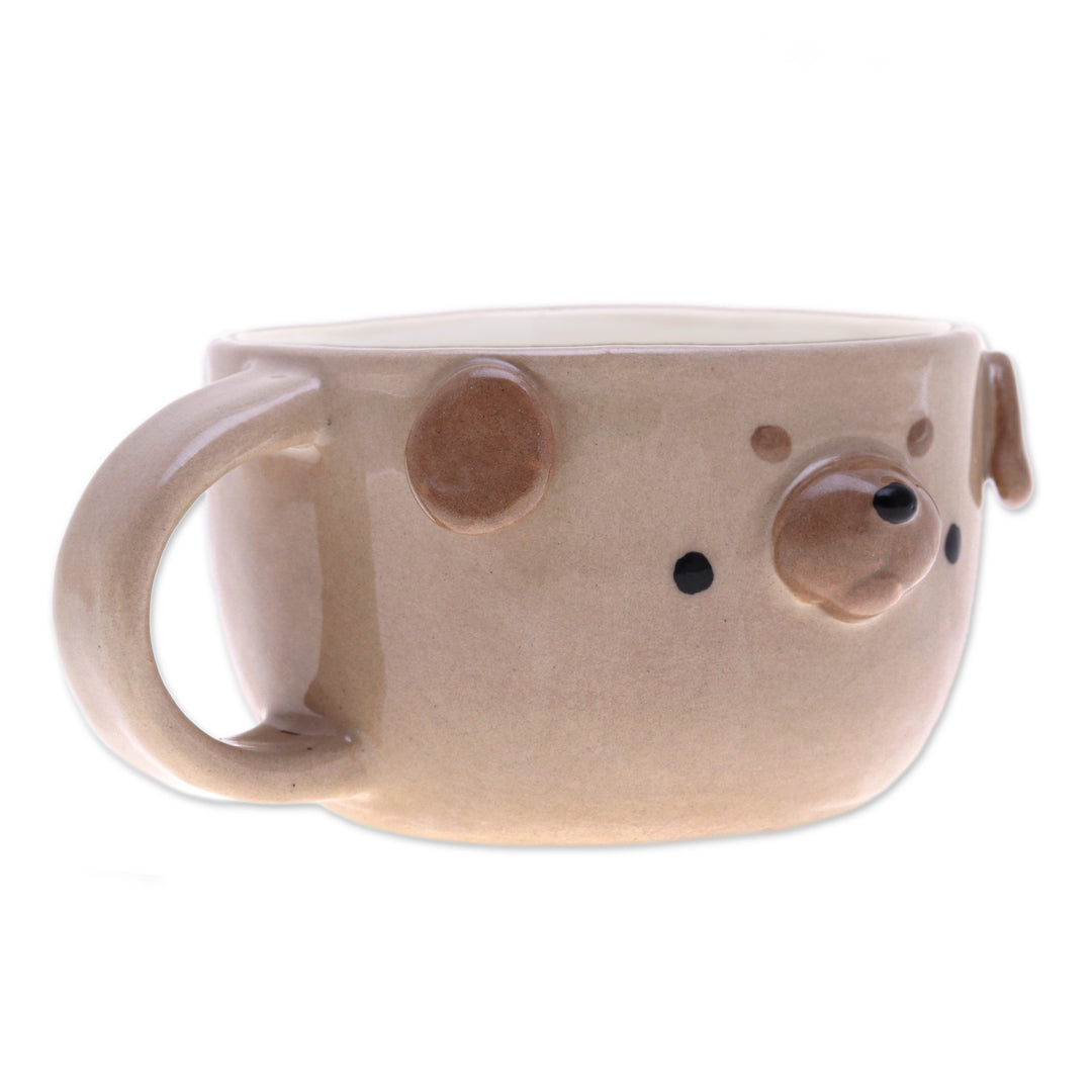 Thai Ceramic 6 oz Pug Dog Cup with a Glossy Finish - Pug Elixir