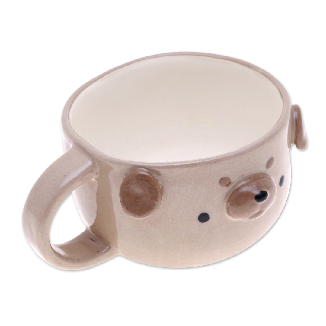 Thai Ceramic 6 oz Pug Dog Cup with a Glossy Finish - Pug Elixir
