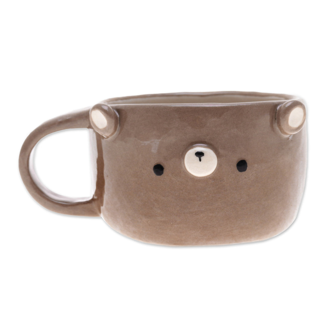 Thai Ceramic 6 oz Bear Cup with a Glossy Finish - Bear Elixir