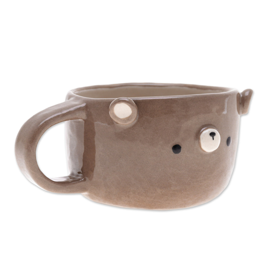 Thai Ceramic 6 oz Bear Cup with a Glossy Finish - Bear Elixir