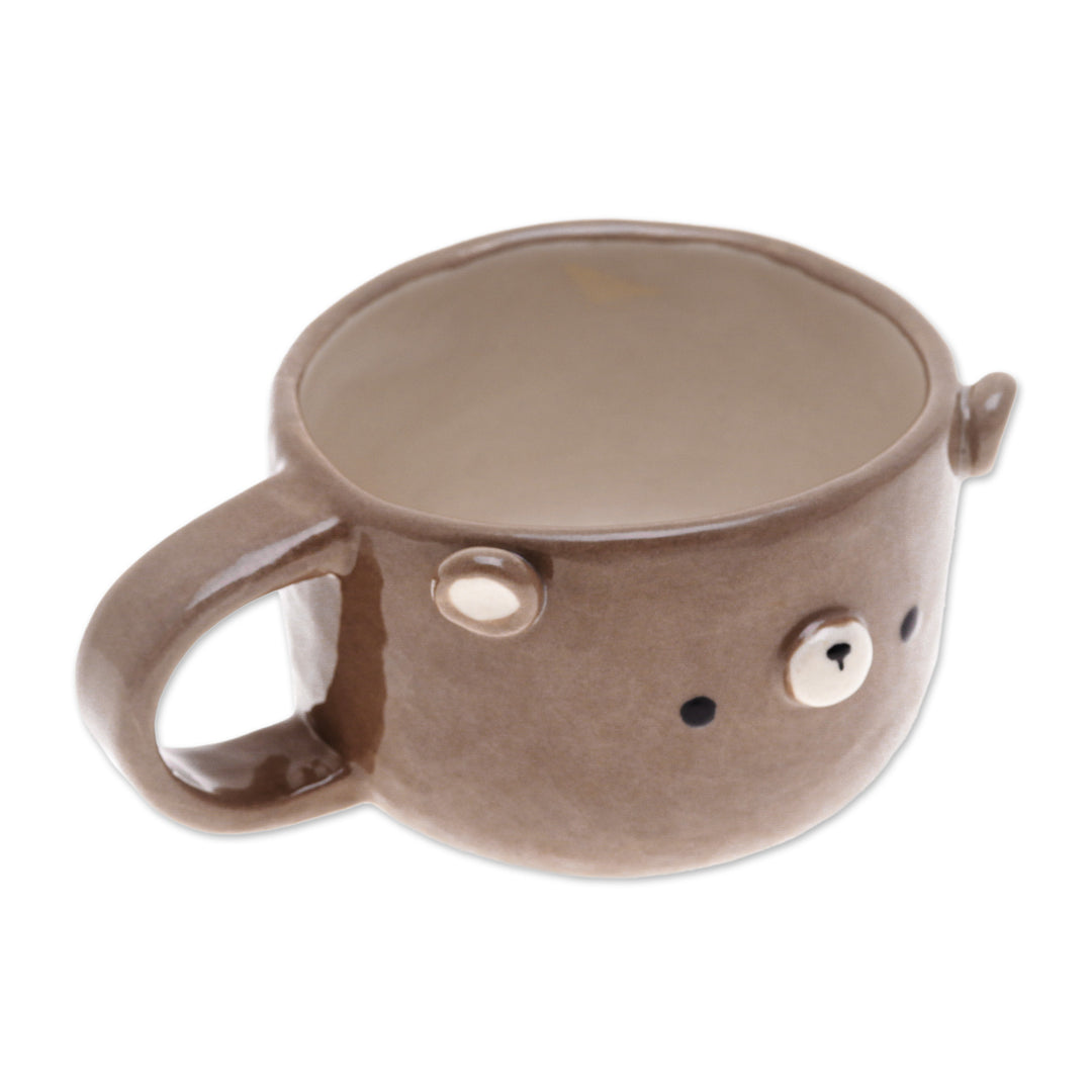 Thai Ceramic 6 oz Bear Cup with a Glossy Finish - Bear Elixir