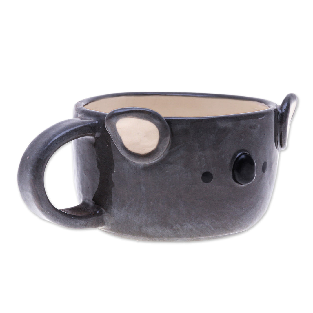 Handcrafted Thai Ceramic Koala Cup with a Glossy Finish - Koala Elixir