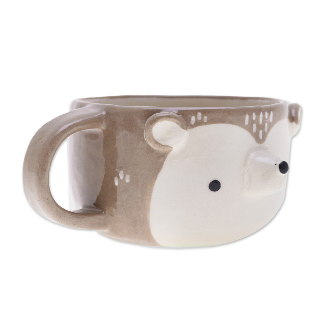 Handmade Ceramic Porcupine Cup with a Glossy Finish - Porcupine Elixir