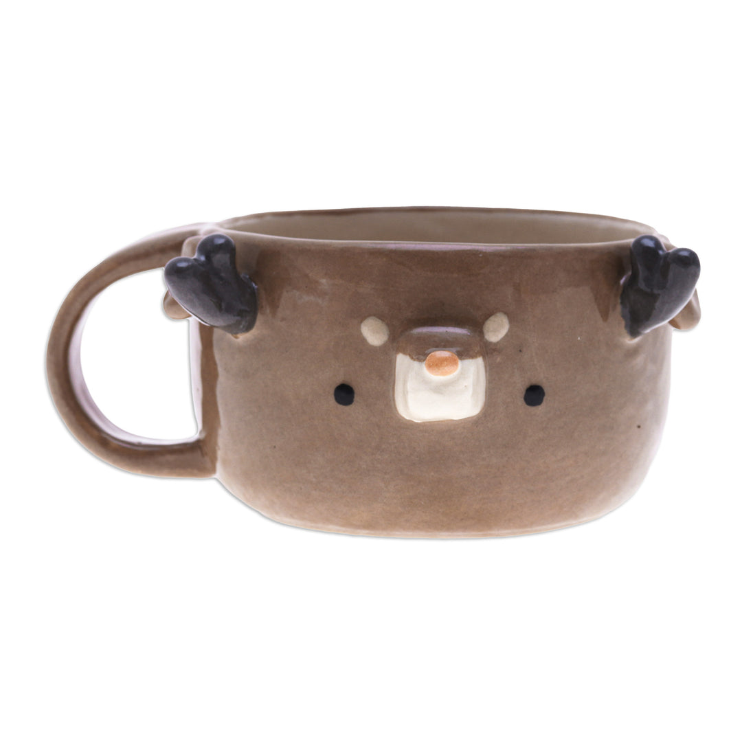 Thai Ceramic 6 oz Deer Cup with a Glossy Finish - Deer Elixir