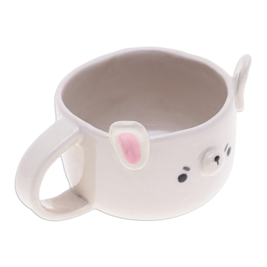Whimsical 6 oz Ceramic Bunny Cup with a Glossy Finish - Bunny Elixir