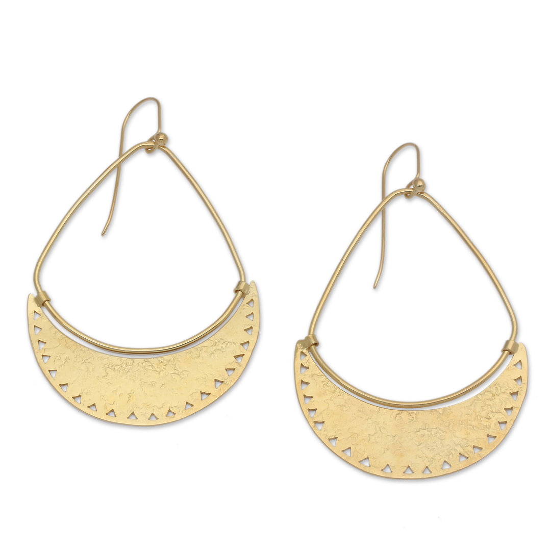 Modern Openwork Gold-Plated Crescent-Shaped Dangle Earrings - Moonlight Beauty