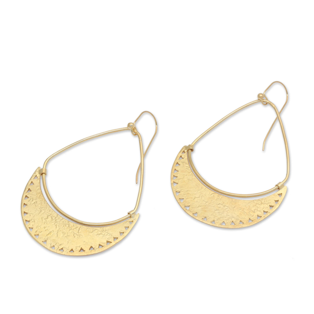 Modern Openwork Gold-Plated Crescent-Shaped Dangle Earrings - Moonlight Beauty