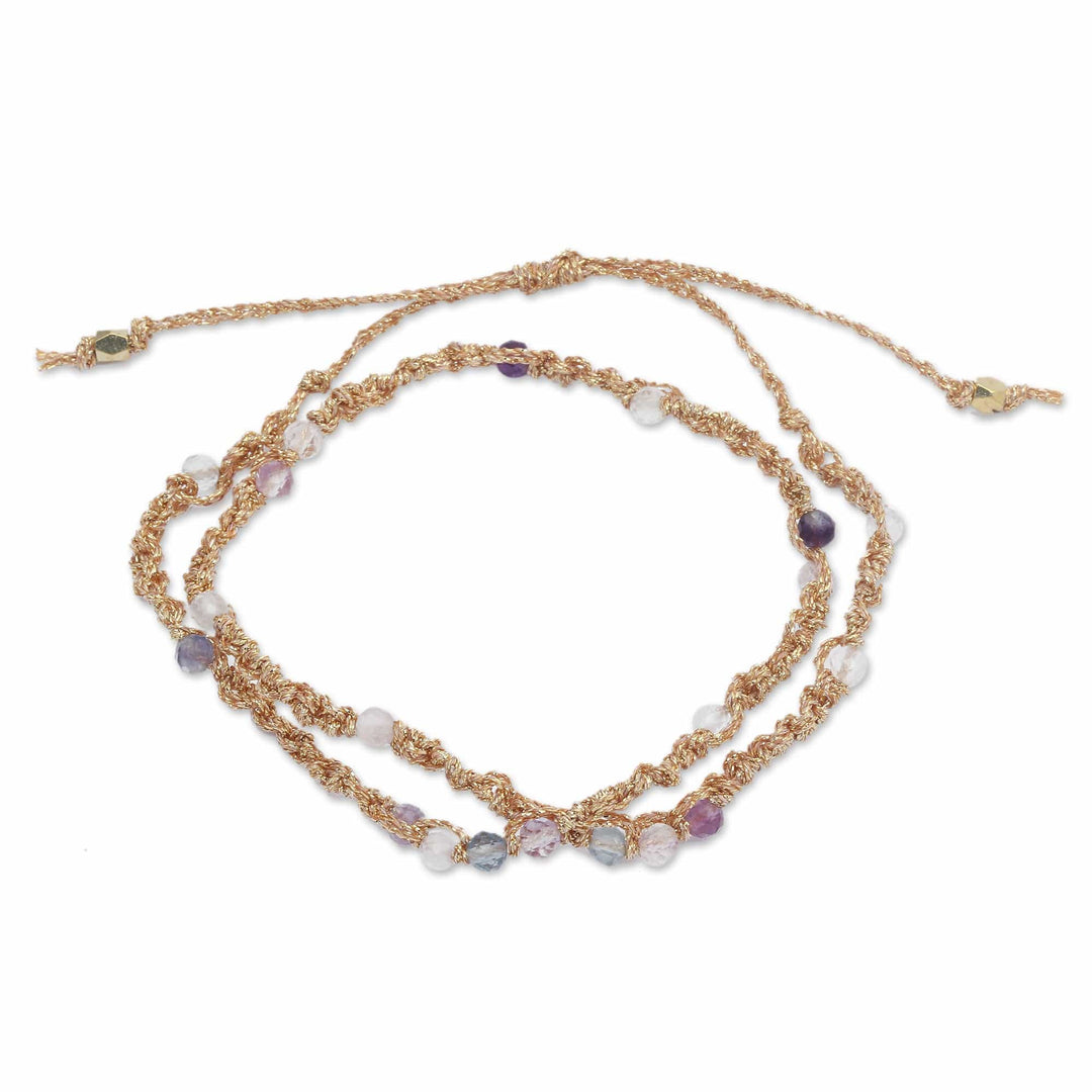 Fluorite Beaded Macrame Wrap Bracelet from Bali - Pure Harmony
