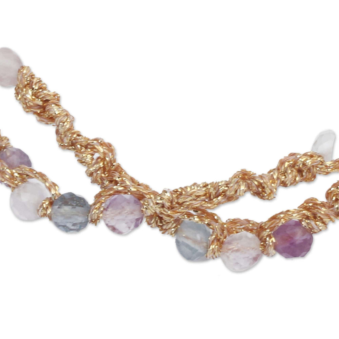 Fluorite Beaded Macrame Wrap Bracelet from Bali - Pure Harmony
