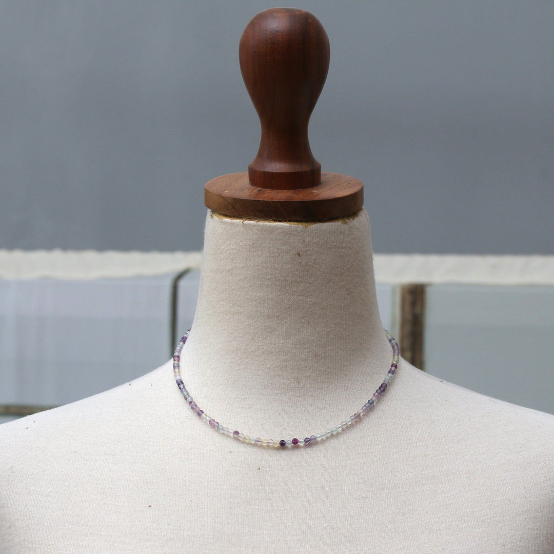 18k Gold-Accented Fluorite Beaded Necklace from Bali - Golden Felicity