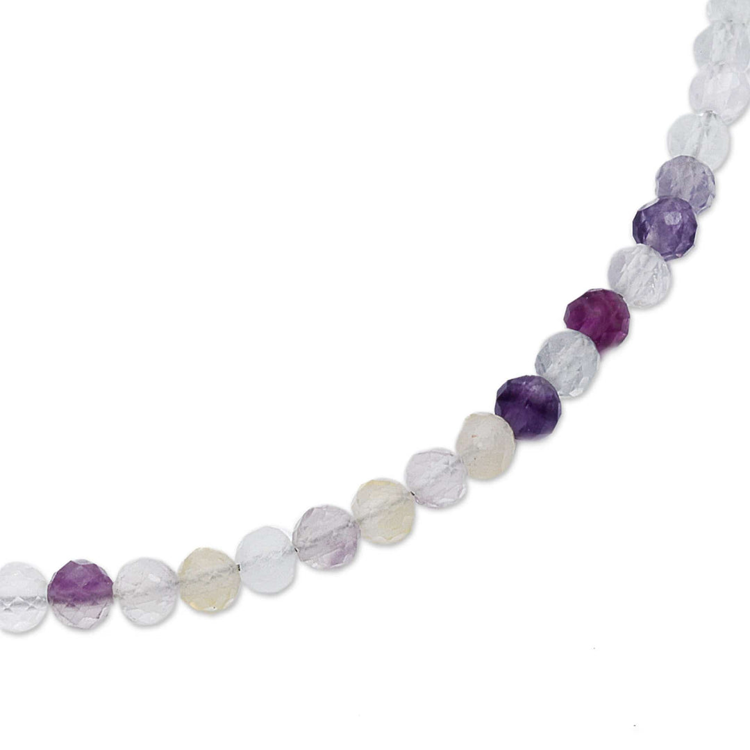 18k Gold-Accented Fluorite Beaded Necklace from Bali - Golden Felicity