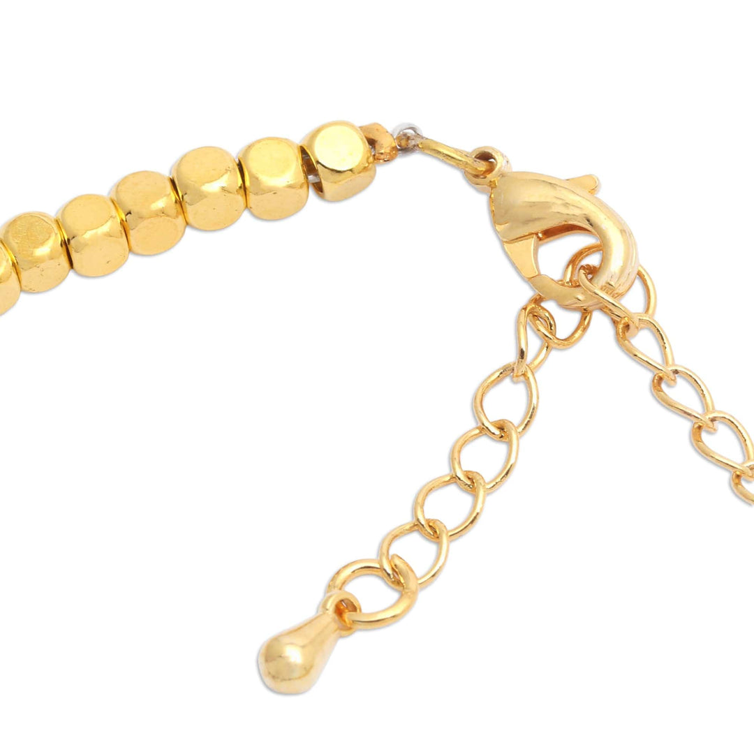 18k Gold-Plated Brass and Fluorite Beaded Bracelet from Bali - Paradise Rainbow