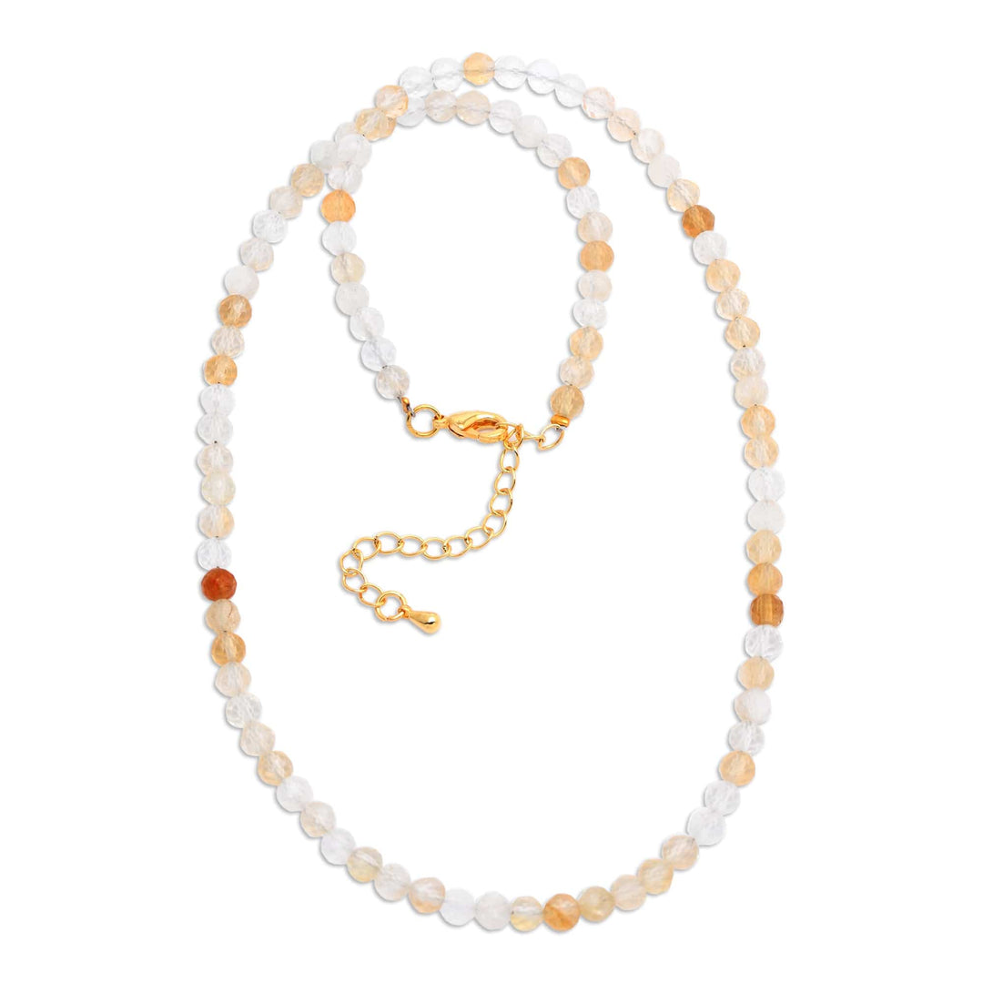 18k Gold-Accented Citrine Beaded Necklace from Bali - Golden Victory