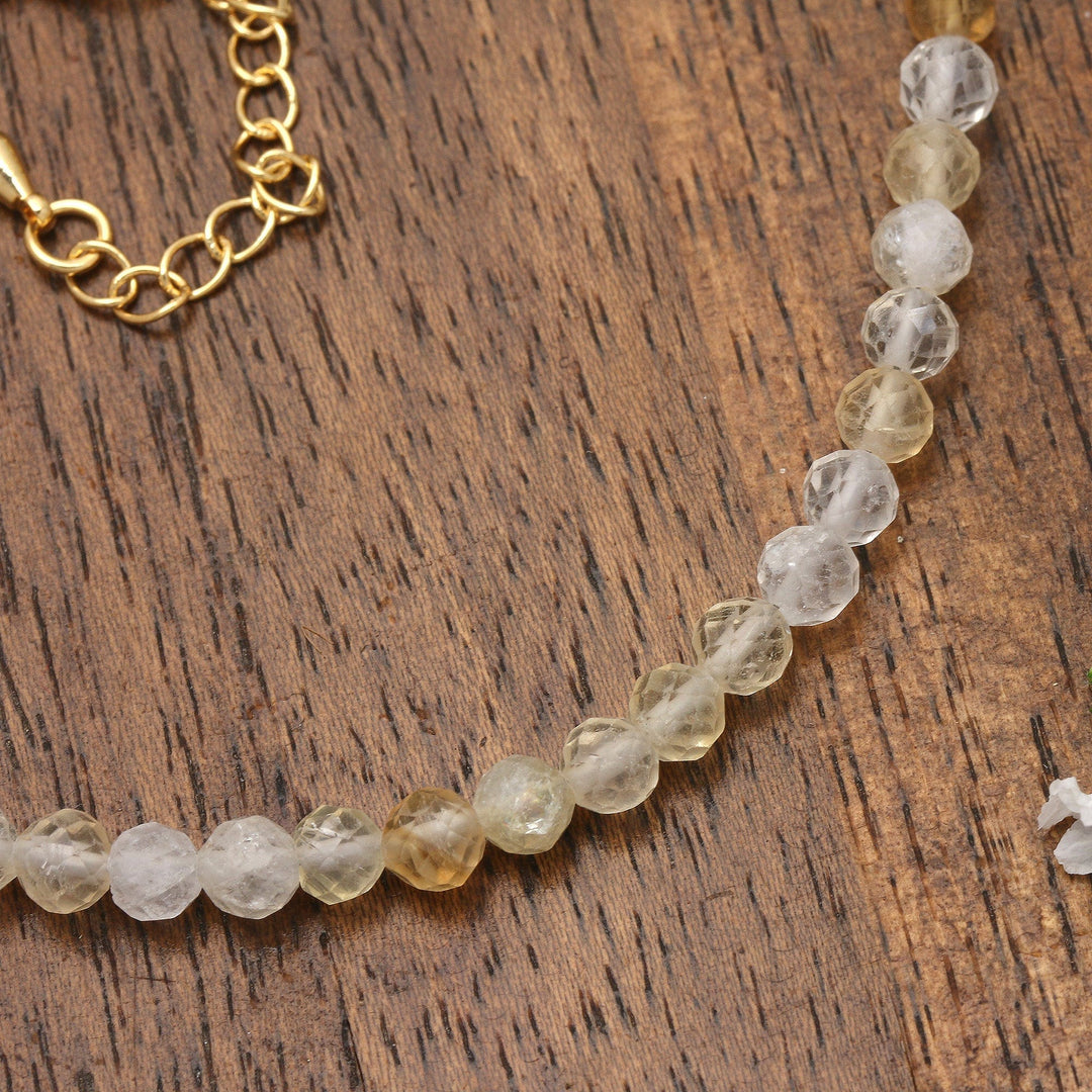 18k Gold-Accented Citrine Beaded Necklace from Bali - Golden Victory