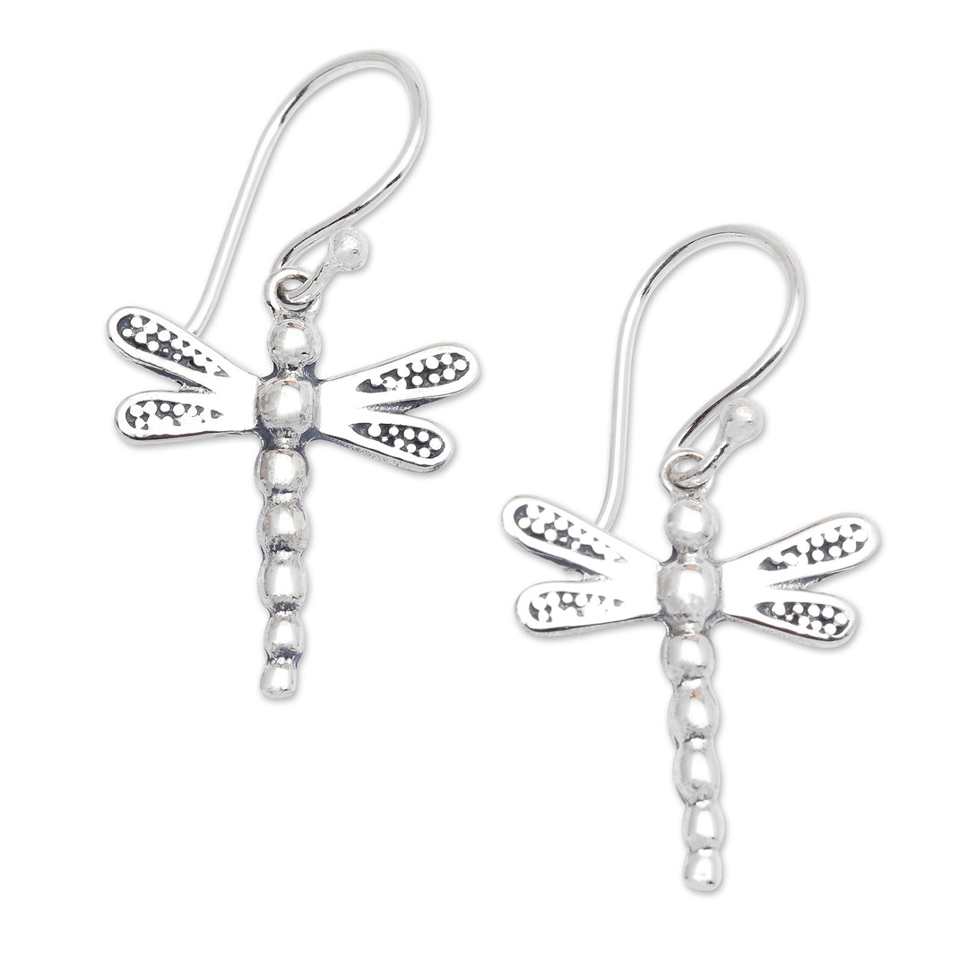 Inspirational Dragonfly Sterling Silver Dangle Earrings - Paradise Dragonfly