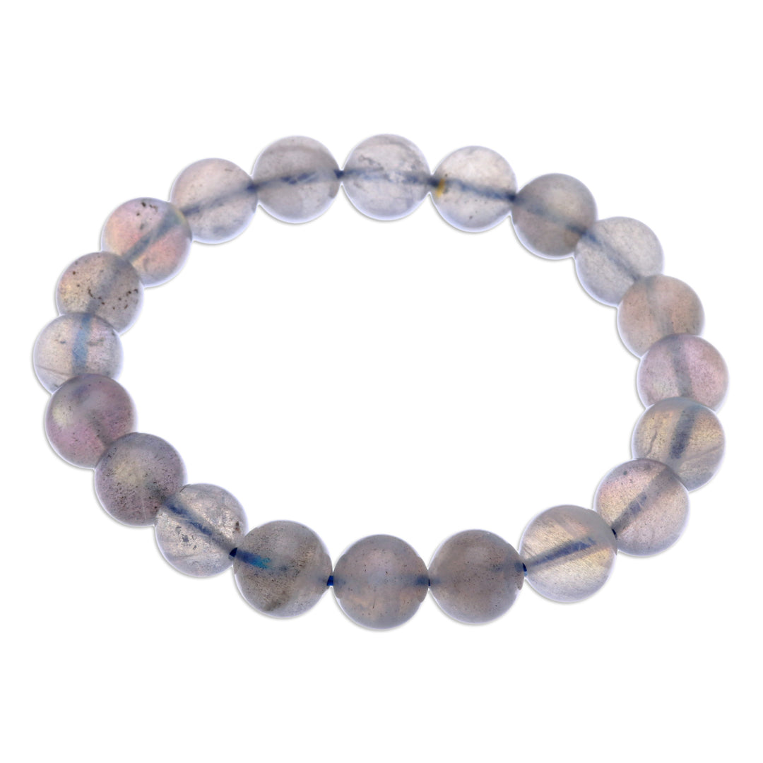 Handcrafted Thai Labradorite Beaded Stretch Bracelet - Perfect Mist