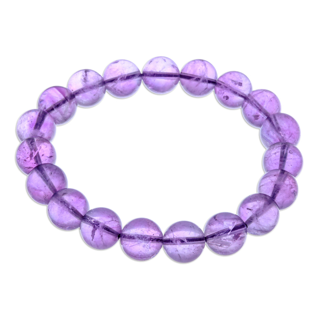 Handcrafted Amethyst Beaded Stretch Bracelet from Thailand - Sweet Mist