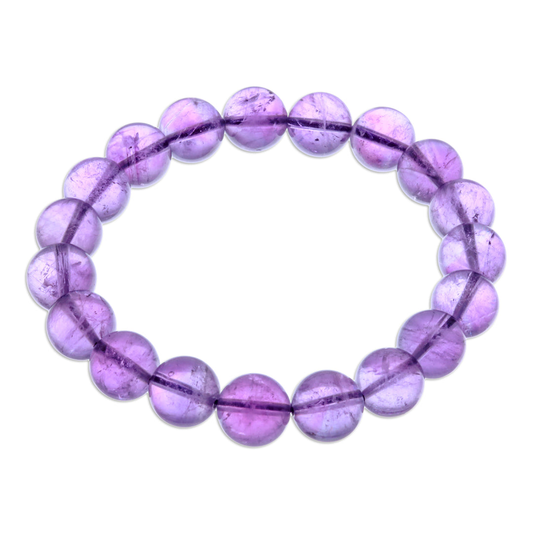 Handcrafted Amethyst Beaded Stretch Bracelet from Thailand - Sweet Mist