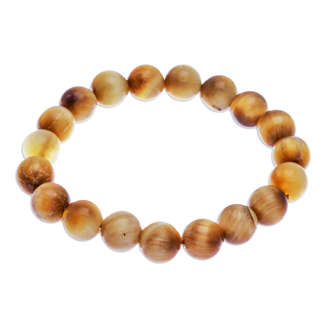 Handcrafted Thai Tiger's Eye Beaded Stretch Bracelet - Radiant Mist