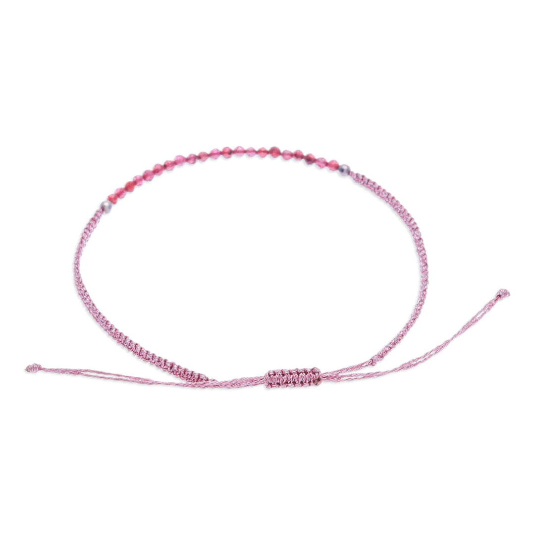 Adjustable Garnet Beaded Macrame Pendant Bracelet - Chic Delicacy