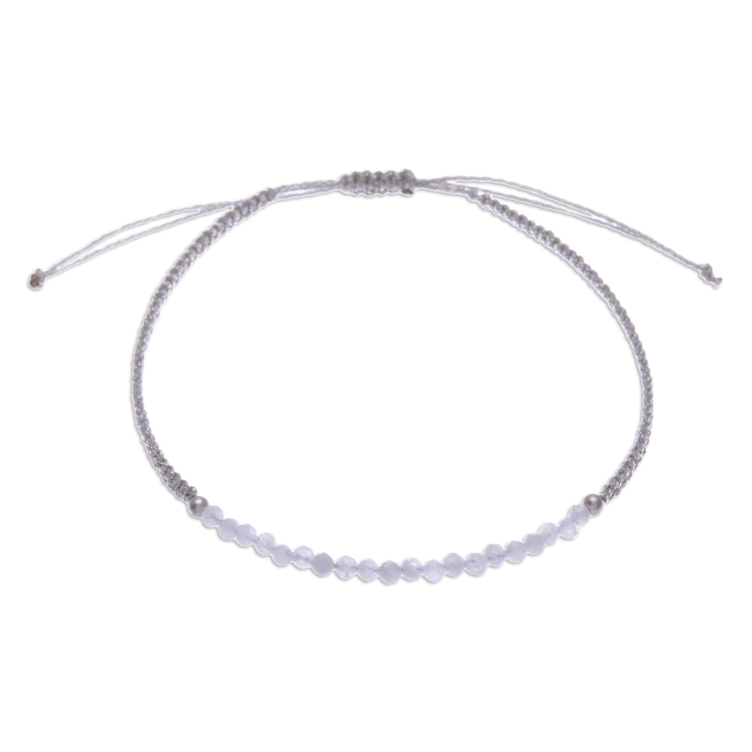 Adjustable Hematite Pendant Bracelet with Grey Macrame Cord - Luxurious Delicacy